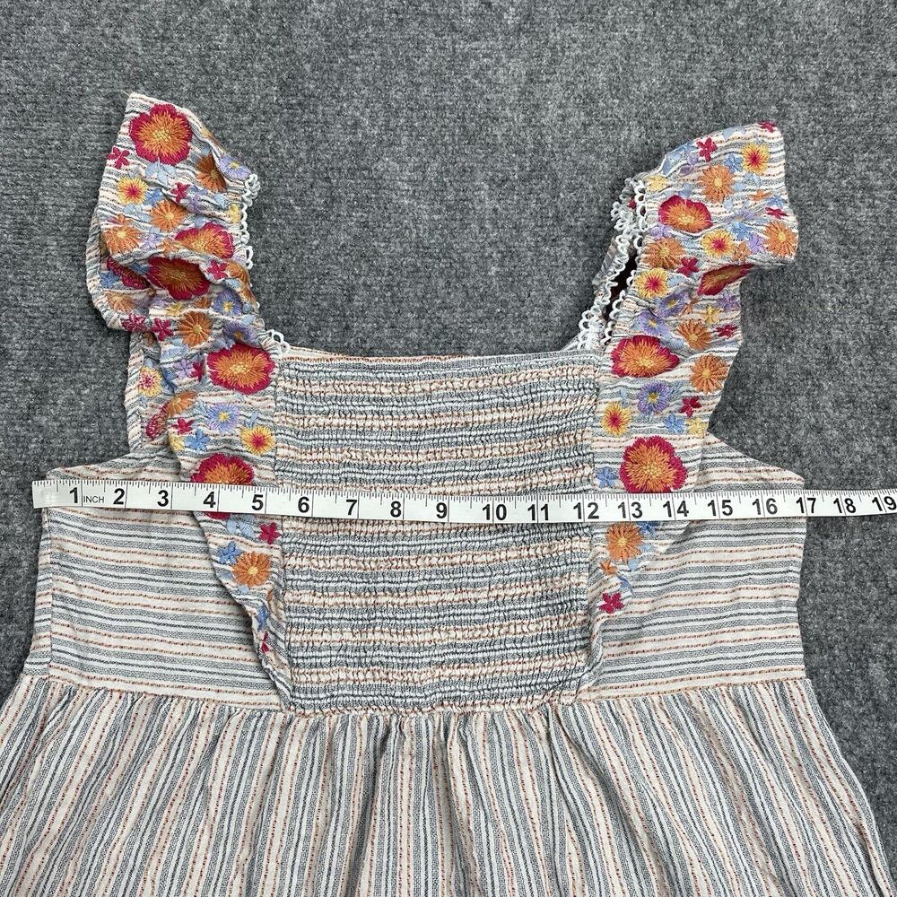 Savanna Jane Top Womens Large Cotton Linen Blend Button Back Embroidered Boho - Picture 6 of 8